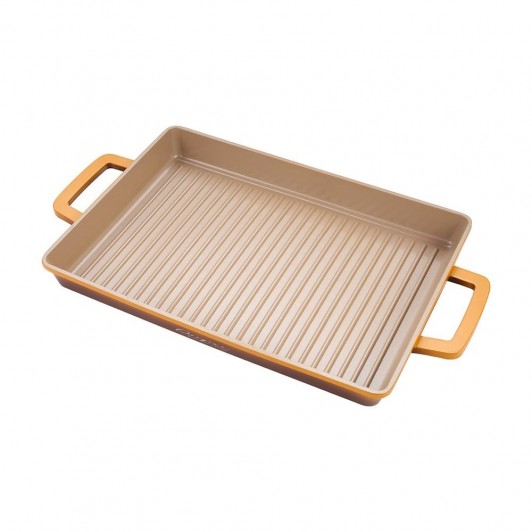 Tava gratar aluminiu turnat, dimensiune 36x26.4x4CM,acoperire ceramica, baza inductie, Nicolai Tand