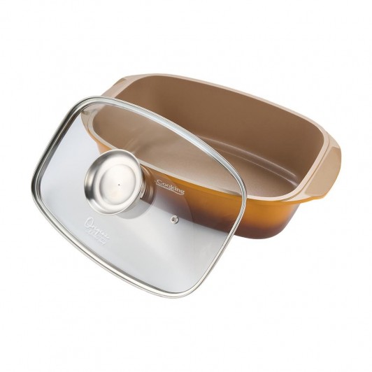 Tava roaster cu capac din aluminiu turnat, acoperire ceramica, dimensiune 39×22.5×11cm,baza inductie Tava roaster cu capac din aluminiu turnat, acoperire ceramica, dimensiune 39×22.5×11cm,baza inductie