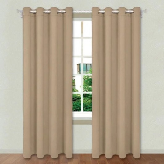 Draperie Decorativa Taupe cu Inele 140x260cm, 1 buc