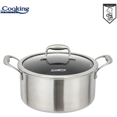 Oala cu capac sticla Cooking Titanium, 3 straturi, inox, inductie, 28 x 13 cm, 7 L