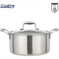 Oala cu capac sticla Cooking Titanium, 3 straturi, inox, inductie, 28 x 13 cm, 7 L