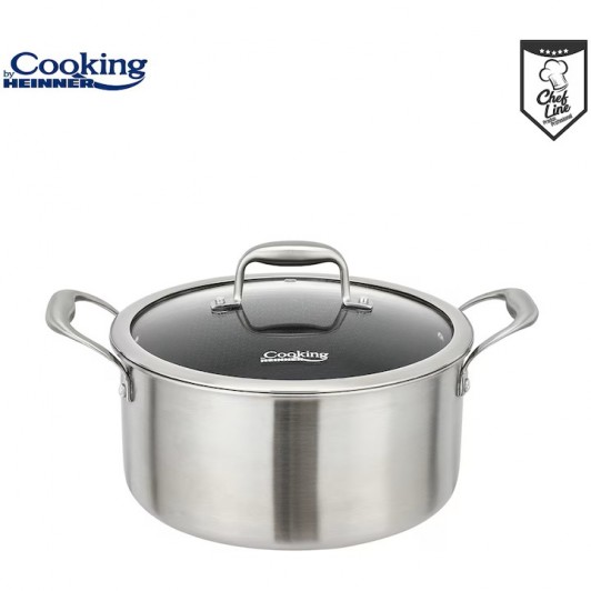 Oala cu capac sticla Cooking Titanium, 3 straturi, inox, inductie, 24 x 12 cm, 5 L