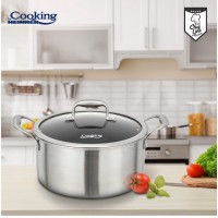 Oala cu capac sticla Cooking Titanium, 3 straturi, inox, inductie, 24 x 12 cm, 5 L