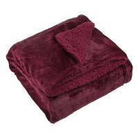 Patura sherpa decorativa de iarna, extrem de moale, dimensiune 160x130 cm, Bordo