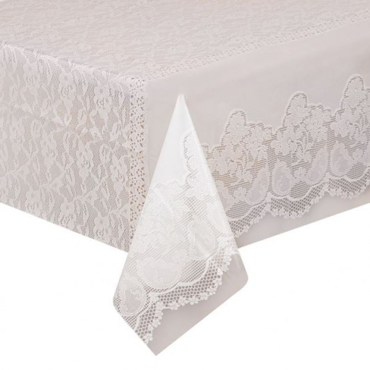 Fata de masa din plastic, dimensiune 137x274 cm, transparenta