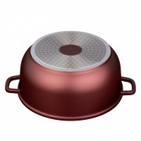Cratita cu capac aluminiu turnar, 32x14.5 cm, 9.9 l, 3 straturi, marmura ceramica, inductie