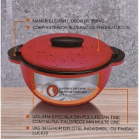 Caserola termica cu capac, capacitate 1.6 L, pereti dublati inox, Multicolor