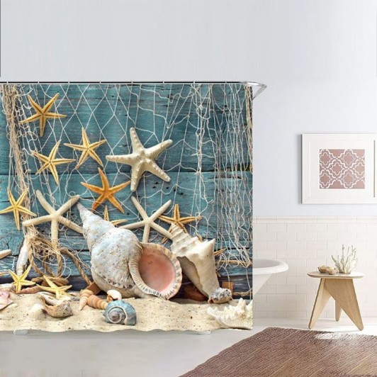Perdea de dus PEVA, dimensiune 180x180 cm, Scoici