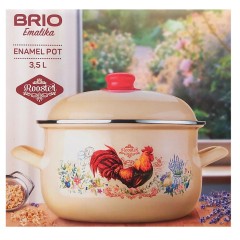 Oala emailata cu capac, capacitate 3.5 l,baza inductie, dimensiune 22x13 cm, model Cocos