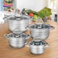 Set de oale pentru gatit Vanora  Medina, 8 piese, inox, inductie, 16/18/22/24 cm, 1.8/2.5/4.5/6 L