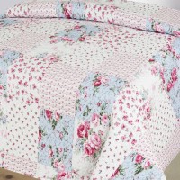 Cuvertura decorativa dubla, dimensiune 220x240 cm, Trandafiri multicolori
