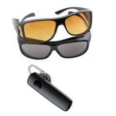 Casca Bluetooth universala + Set 2 perechi ochelari de condus zi si noapte HD Vision