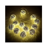 Instalatie globuri aurii Craciun, 20 LED-uri cu lumina alba calda, 3 m, interior