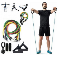 Sistem de antrenament fitness cu corzi extensibile, prinderi multiple, 11 piese