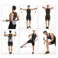 Sistem de antrenament fitness cu corzi extensibile, prinderi multiple, 11 piese