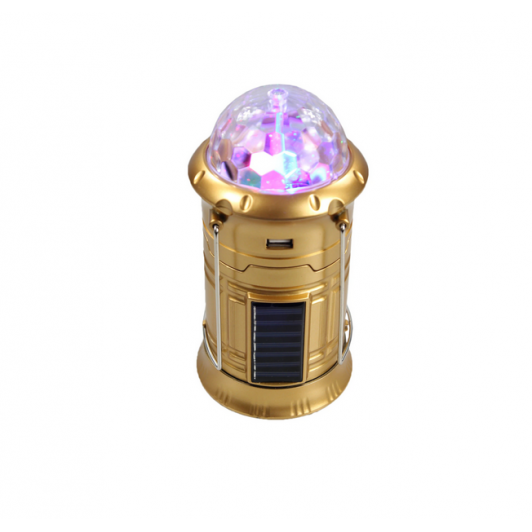 Felinar led reincarcabil, solar, cu lanterna 6 LED-uri, mufa USB si glob disco RGB
