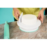 Nivelator tort cu maner 2 in 1, plastic, Alb/Turcoaz