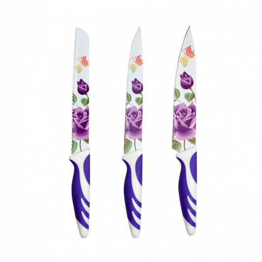 Set 3 Cutite de bucatarie Colorate model floral