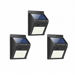 Set 3 lampi solare cu 20 LED-uri si senzor de miscare