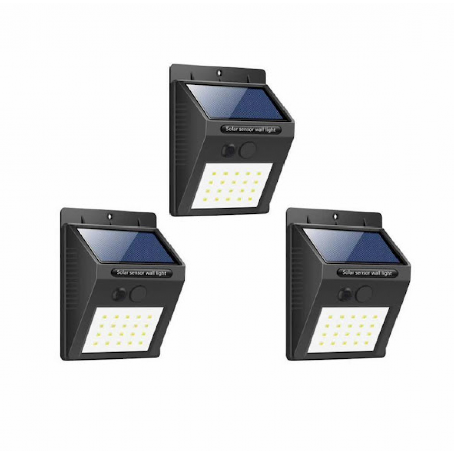 Trademark set Humidity Set 3 lampi solare cu 20 LED-uri si senzor de miscare - ELA20909