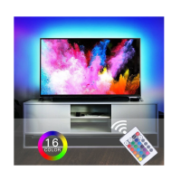Banda LED USB 5M multicolora pentru iluminare ambientala in spatele televizorului, 16 culori