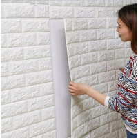 Set 10 buc x Placa de tapet adeziv caramizi albe 3D, dimensiuni: 77 cm x 70 cm