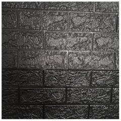 Set 5x placa de tapet adeziv caramida 3d neagra, 77x70 cm