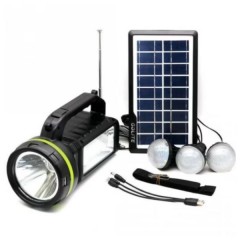 Kit solar multifunctional cu panou solar 10w, boxa bt, power bank, 3 becuri incluse