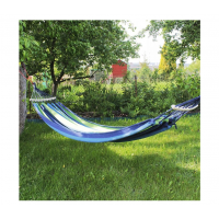 Set relaxare - Hamac cu bare din lemn, 80 x 200 cm, Multicolor + Saltea gonflabila tip sezlong