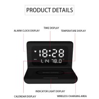 Stație de încărcare cu 4 funcții: ceas cu alarmă, calendar, termometru și încărcare wireless