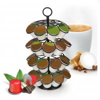 Suport rotativ 36 capsule cafea, otel inoxidabil, 28.5 x 12.5 cm, negru