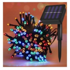 Set 2 x instalatie solara 100 led, exterior, multicolor, total 20 metri