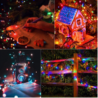 Set 2 x instalatie solara 100 led, exterior, multicolor, total 20 metri Set 2 x instalatie solara 100 led, exterior, multicolor, total 20 metri
