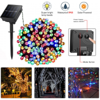 Set 2 x instalatie solara 100 led, exterior, multicolor alb rece , total 20 metri