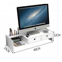 Suport multifunctional pentru monitor sau laptop, cu 2 sertare