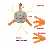 Mosor motocoasa cu 6 cutite(3 de metal, 3 de plastic) si fir nylon