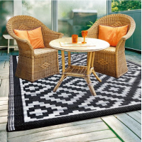 Covoras cu Doua Fete Negru Alb pentru Spatii Exterioare 180x120cm