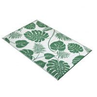 Covoras cu doua fete verde model frunze tropicale, pentru spatii exterioare 210x150cm