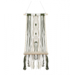 Decoratiune suspendabila Raft din Lemn cu Model Macrame 25x13x42cm