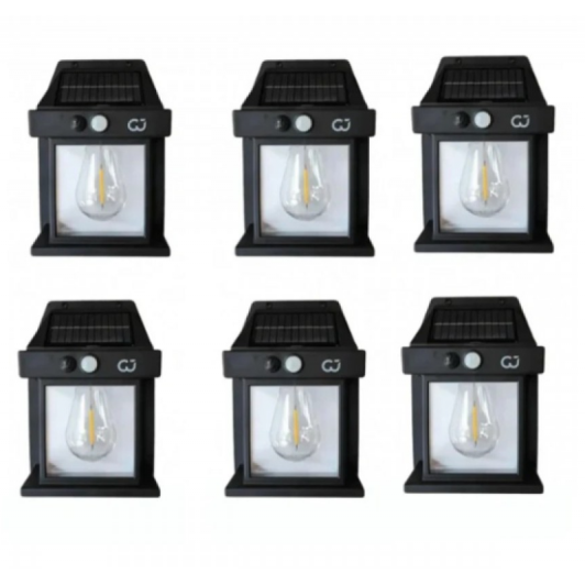 Set 6 x lampa led cu incarcare solara si senzor de lumina BK-888