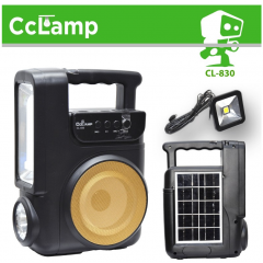 Incarcator Solar CCLAMP CL-830 Player Bluetooth, Usb, Card, Radio, Lanterna si 1 Bec Led Extensibil