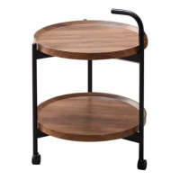 Masa rotunda de cafea pentru living, 2 rafturi, cu roti, design nordic 40 x 40 x 65cm