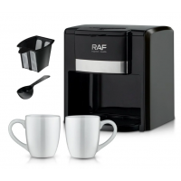 Aparat de Cafea RAF 1000W cu 2 Cani ceramice si Lingura de masurare Incluse, 420ml