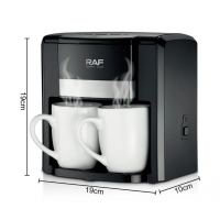 Aparat de Cafea RAF 1000W cu 2 Cani ceramice si Lingura de masurare Incluse, 420ml