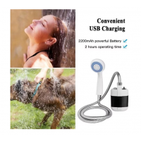 Dus portabil de camping cu robinet incorporat, USB pentru interior/exterior