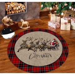 Covor rotund carouri Merry Christmas, 100 cm diametru
