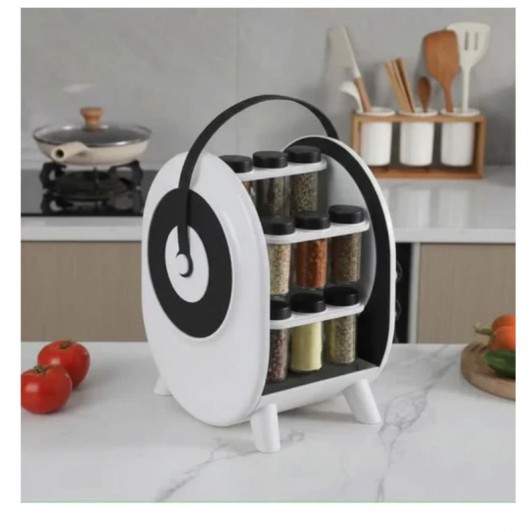 Suport rotativ portabil pentru condimente cu 18 borcane