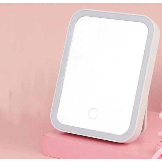 Oglinda de machiaj cu LED, ecran tactil, 3 tipuri de lumina, portabila, suport pliabil
