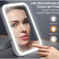 Oglinda de machiaj cu LED, ecran tactil, 3 tipuri de lumina, portabila, suport pliabil