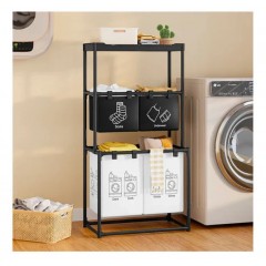 Cos de rufe metalic cu 3 nivele, 4 sectiuni, 124 x 57 x 44 cm Cos de rufe metalic cu 3 nivele, 4 sectiuni, 124 x 57 x 44 cm